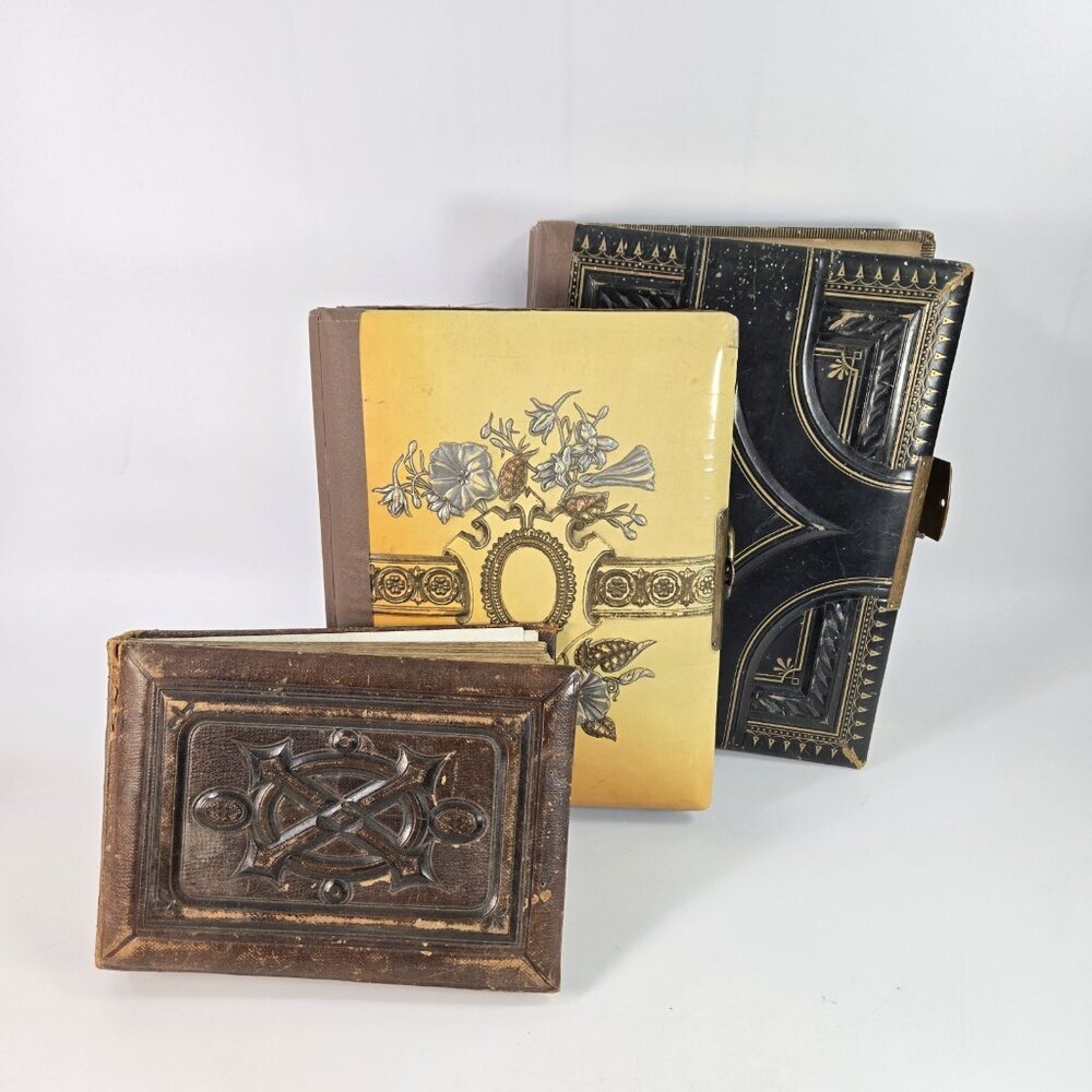 Antique Victorian Photo Albums Lot of 3 w Repairs